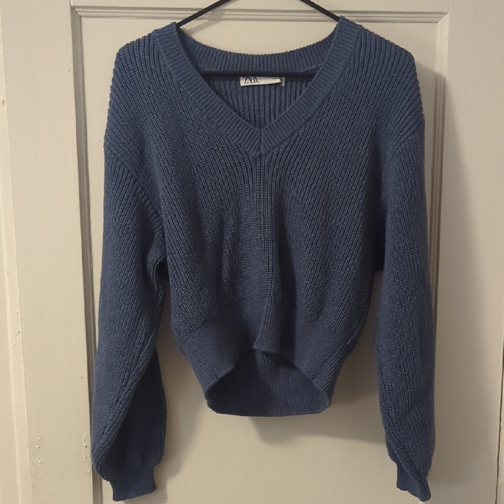 Zara Blue V-Neck Sweater
